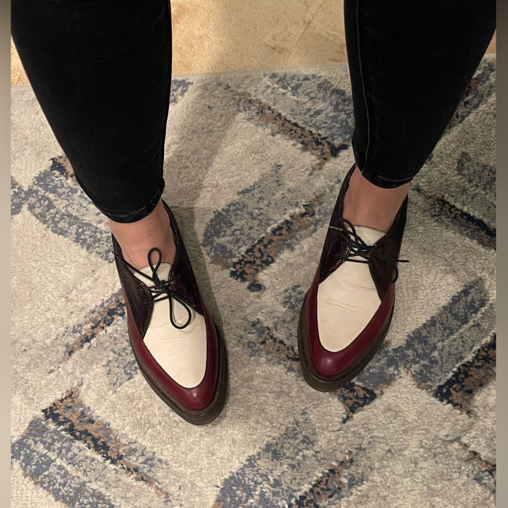 Brunello Cucinelli Burgundy and Cream Oxford Shoes